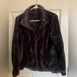 Dark Purple Faux Fur Zip Up